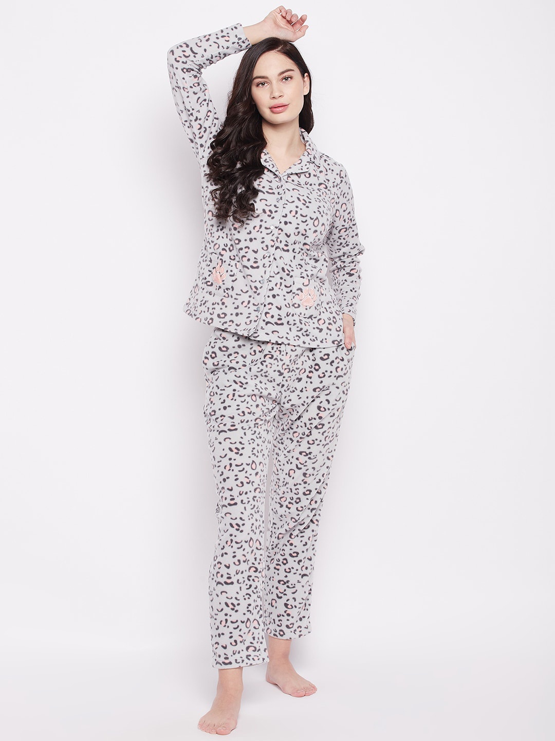 

MADAME M SECRET Women Printed Night suit, Grey