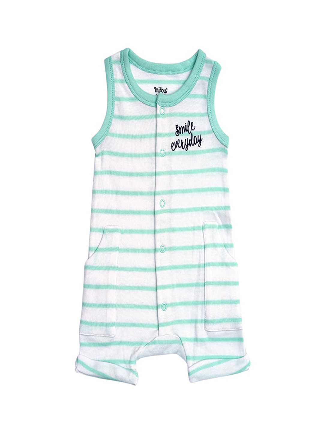 

milou Boys Striped Pure Cotton Rompers, Blue