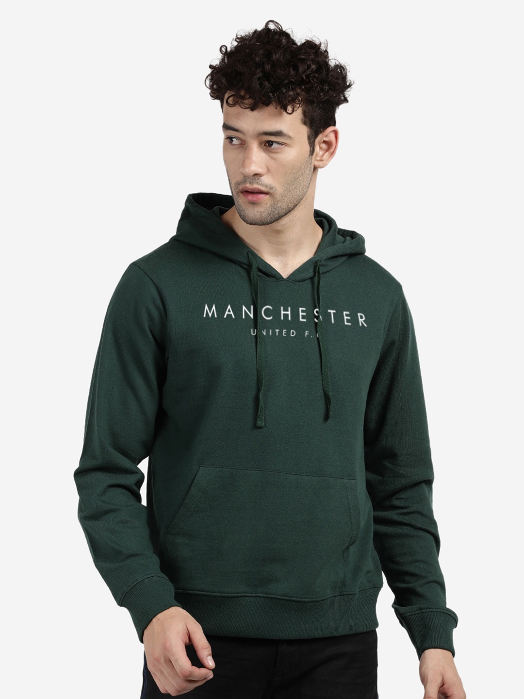 

BLACK RADIO Printed Hooded Cotton Sweatshirt, Green