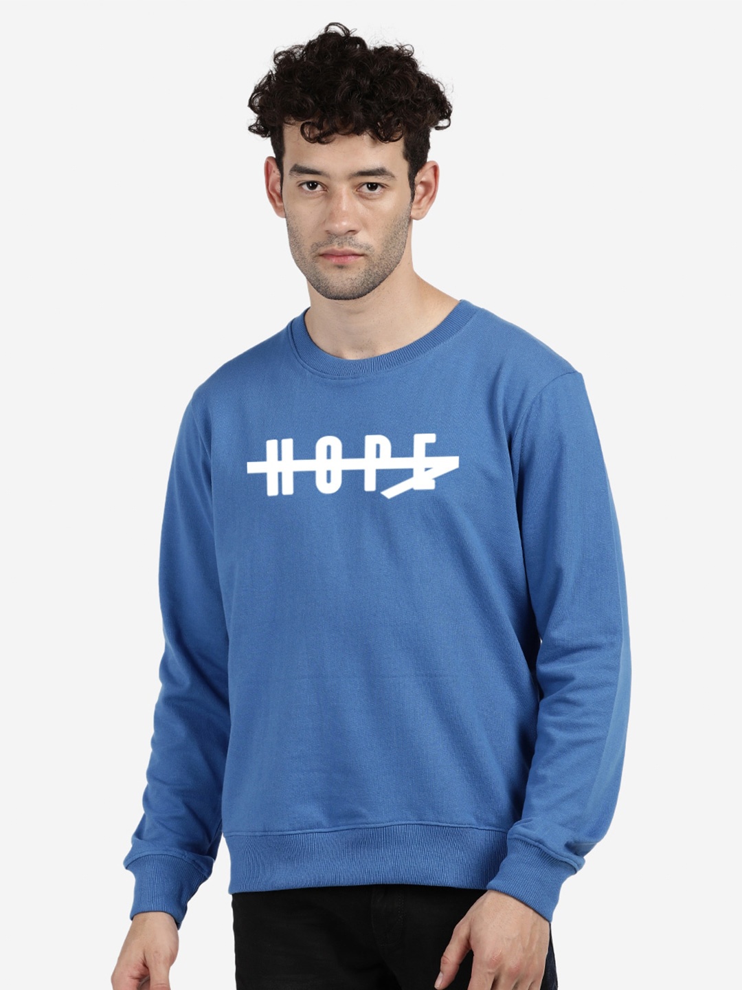 

BLACK RADIO Printed Cotton Sweatshirt, Blue