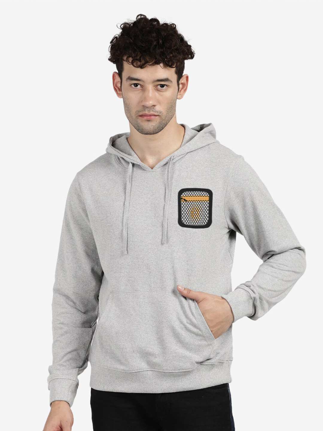 

BLACK RADIO Hooded Cotton Sweatshirt, Grey