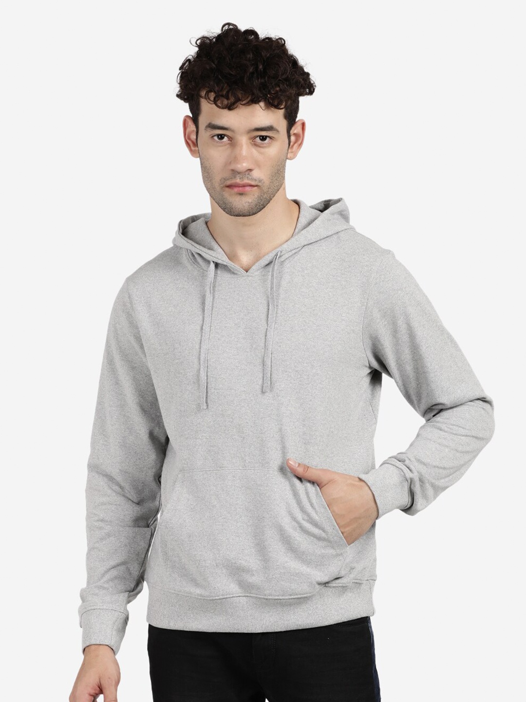 

BLACK RADIO Hooded Cotton Sweatshirt, Grey
