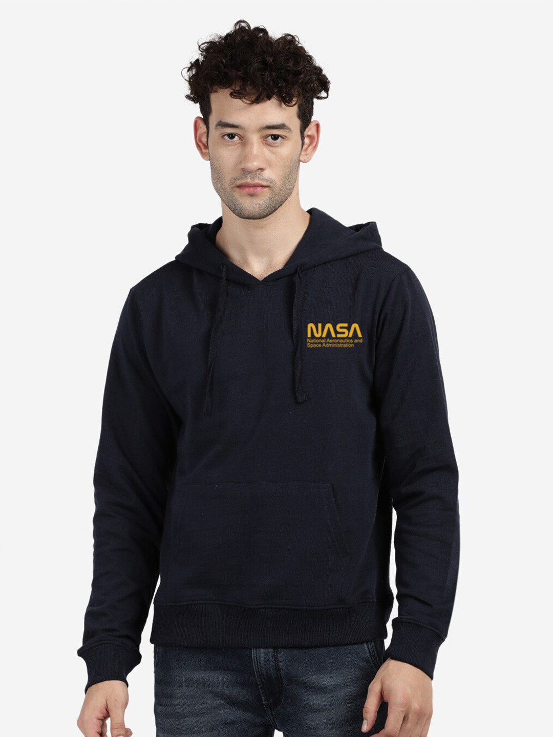 

BLACK RADIO Hooded Cotton Sweatshirt, Navy blue
