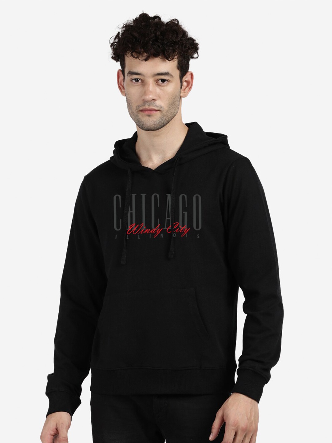 

BLACK RADIO Men Hooded Pure Cotton Pullover Sweatshirt
