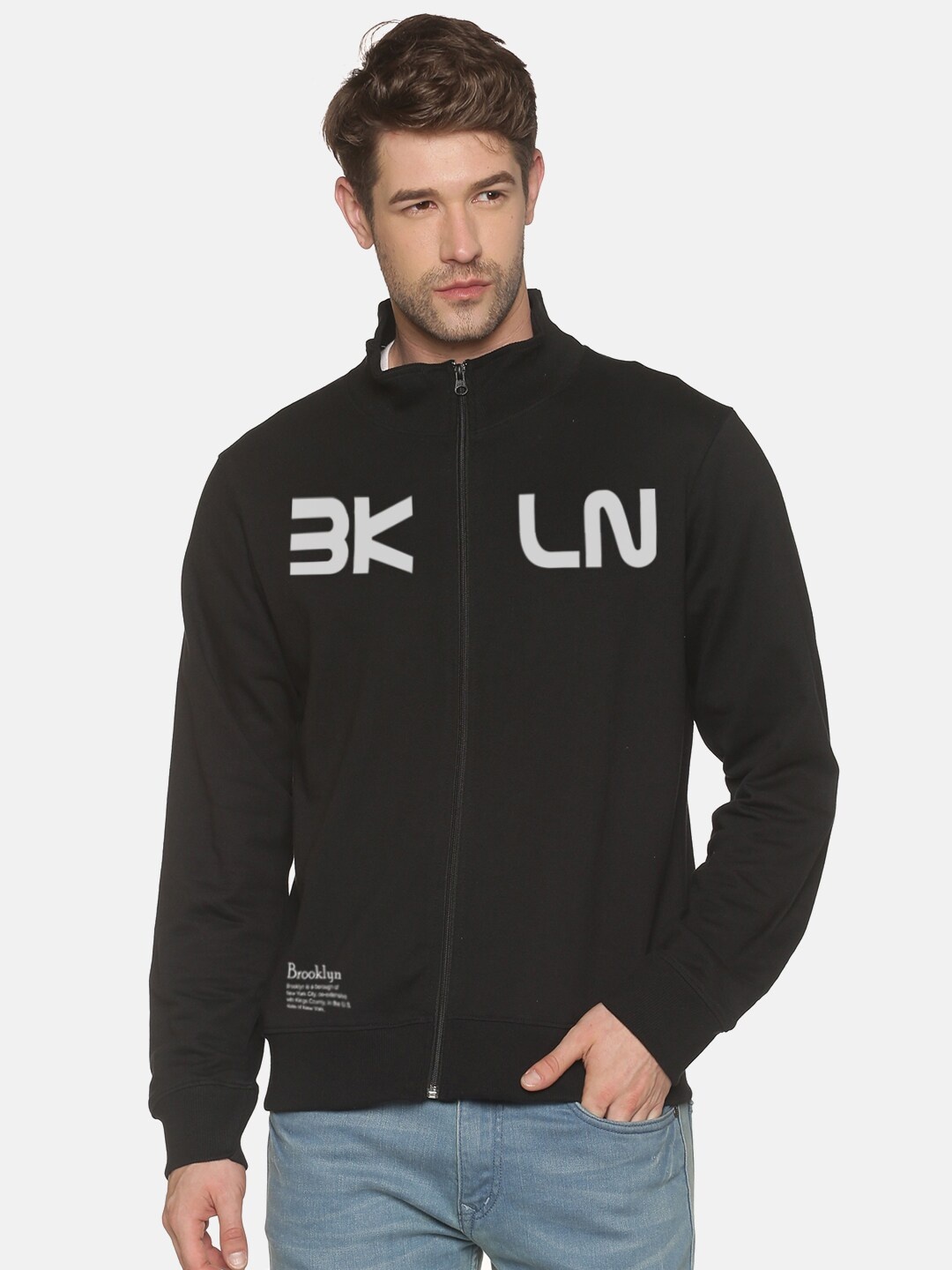 

BLACK RADIO Men Typography Printed Pure Cotton Pullover Sweatshirt
