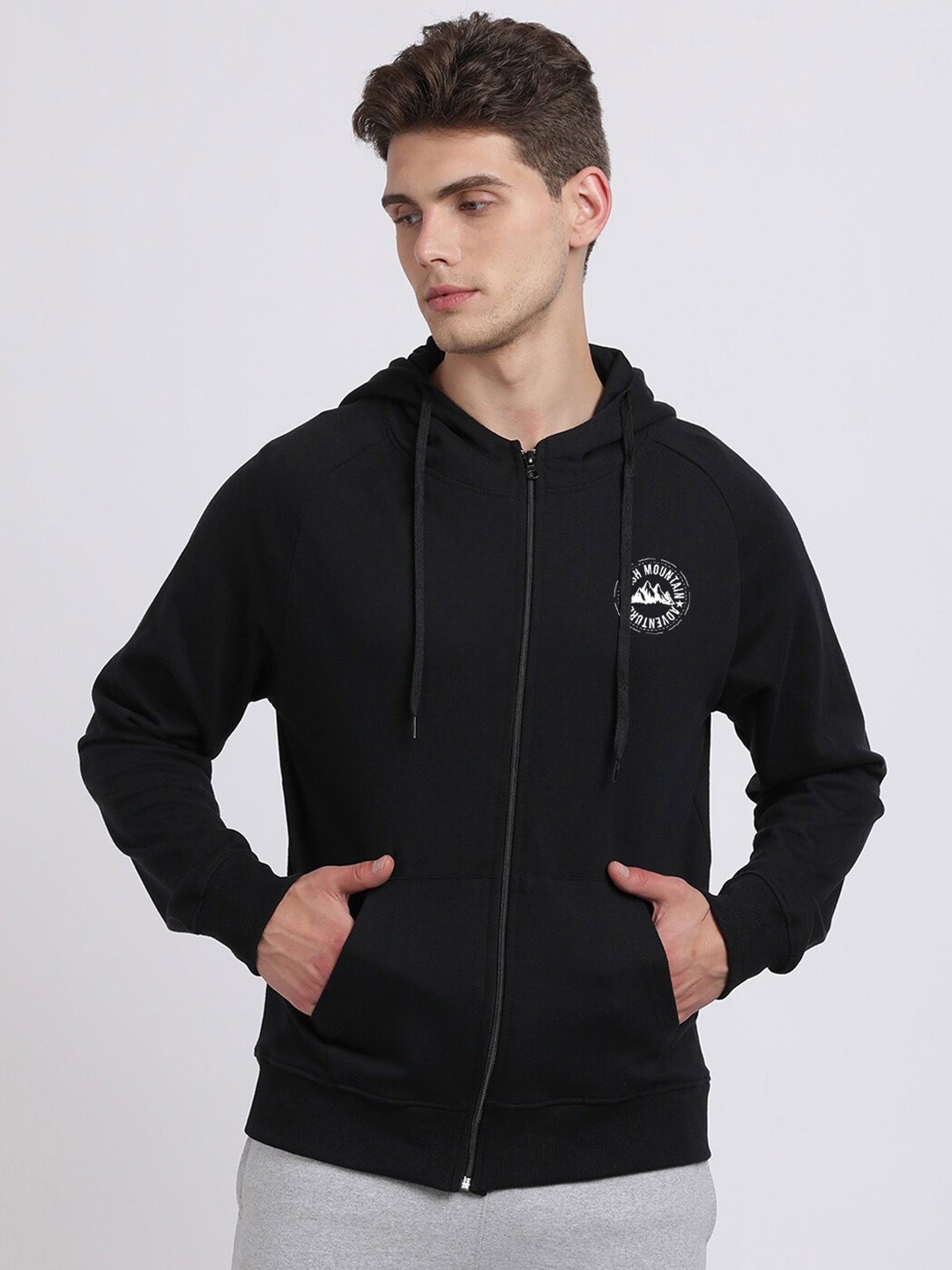 

BLACK RADIO Hooded Pure Cotton Pullover Sweatshirt
