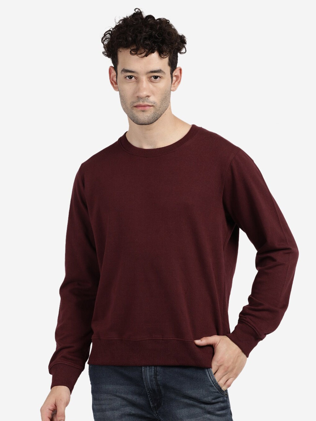 

BLACK RADIO Pure Cotton Pullover Sweatshirt, Maroon