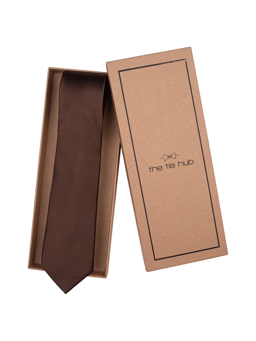 

The Tie Hub Men Silk Solid Broad Tie, Coffee brown