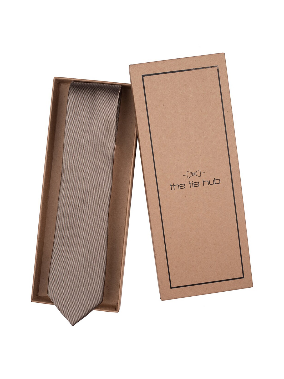 

The Tie Hub Men Silk Woven Design Broad Tie, Brown