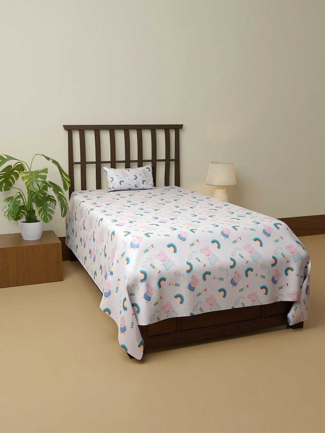 

Marks & Spencer Peppa Antibac White 128 TC Cotton Single Bedsheet with 1 Pillow Cover