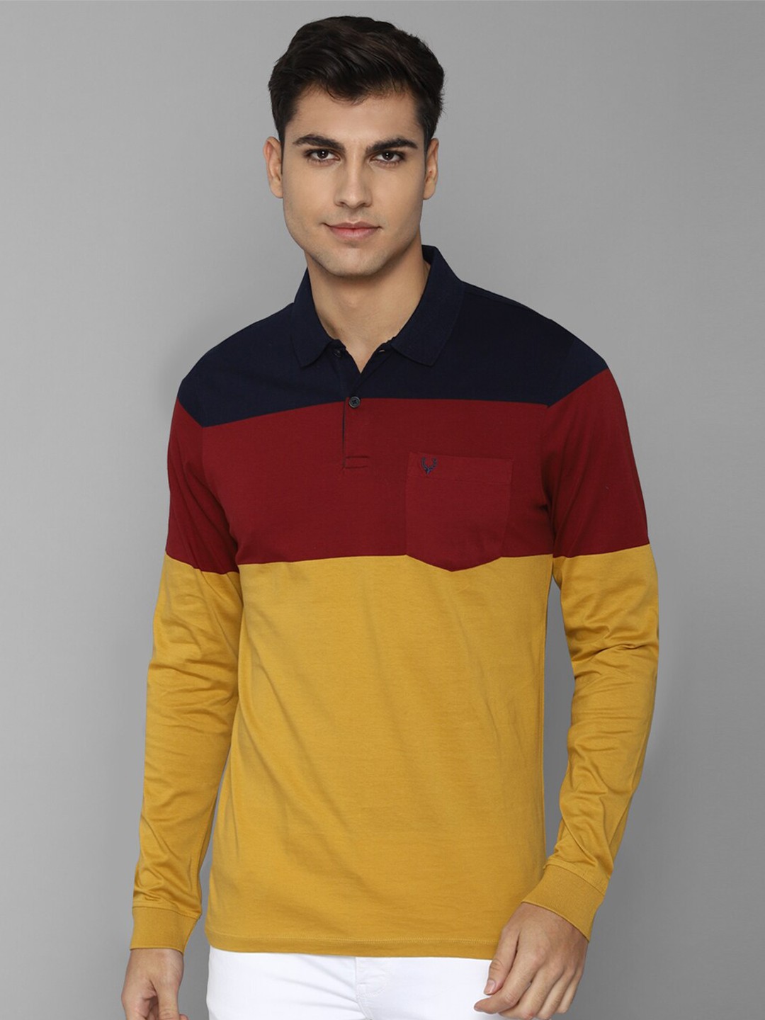 

Allen Solly Men Colourblocked Polo Collar Pure Cotton T-shirt, Yellow