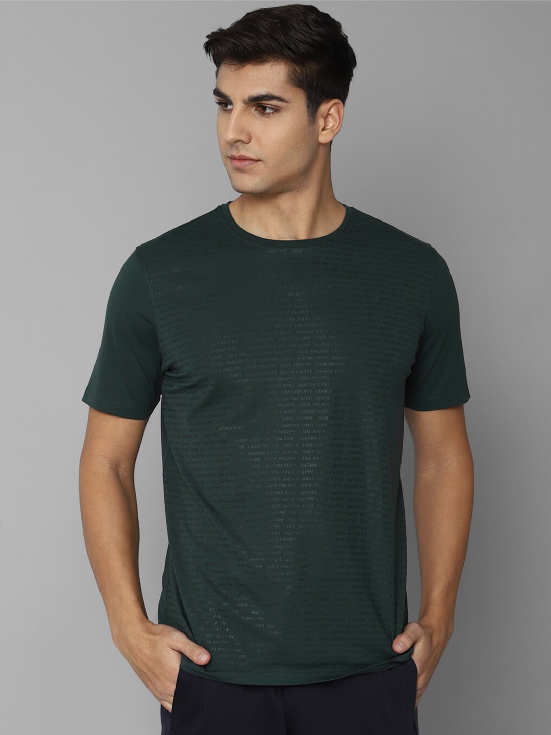 

Louis Philippe Men Slim Fit Cotton T-shirt, Olive