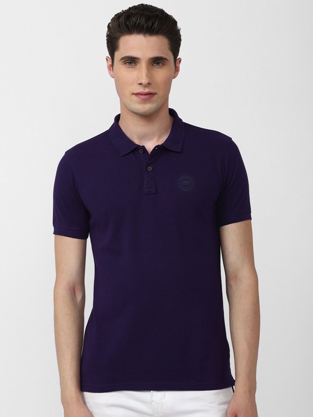 

Peter England Casuals Men Polo Collar Slim Fit T-shirt, Navy blue