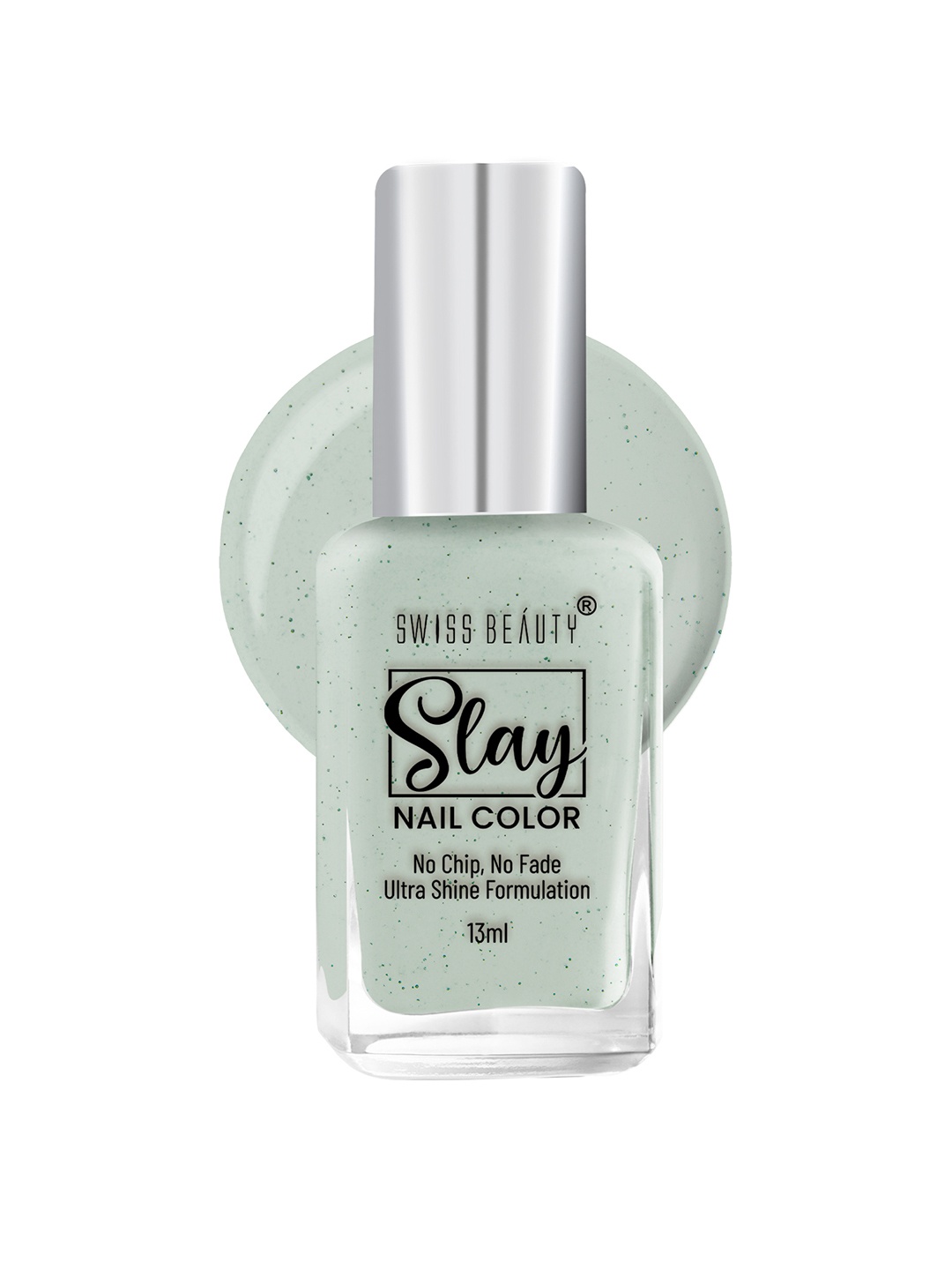 

SWISS BEAUTY Slay Nail Polish with Ultra Shine Formula 13 ml - Grey Gaze 56, Green