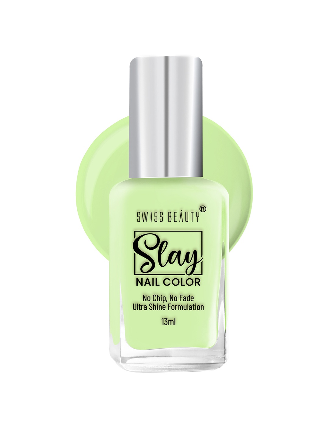 

SWISS BEAUTY Slay Nail Polish with Ultra Shine Formula 13 ml - Green Crush 44, Lime green
