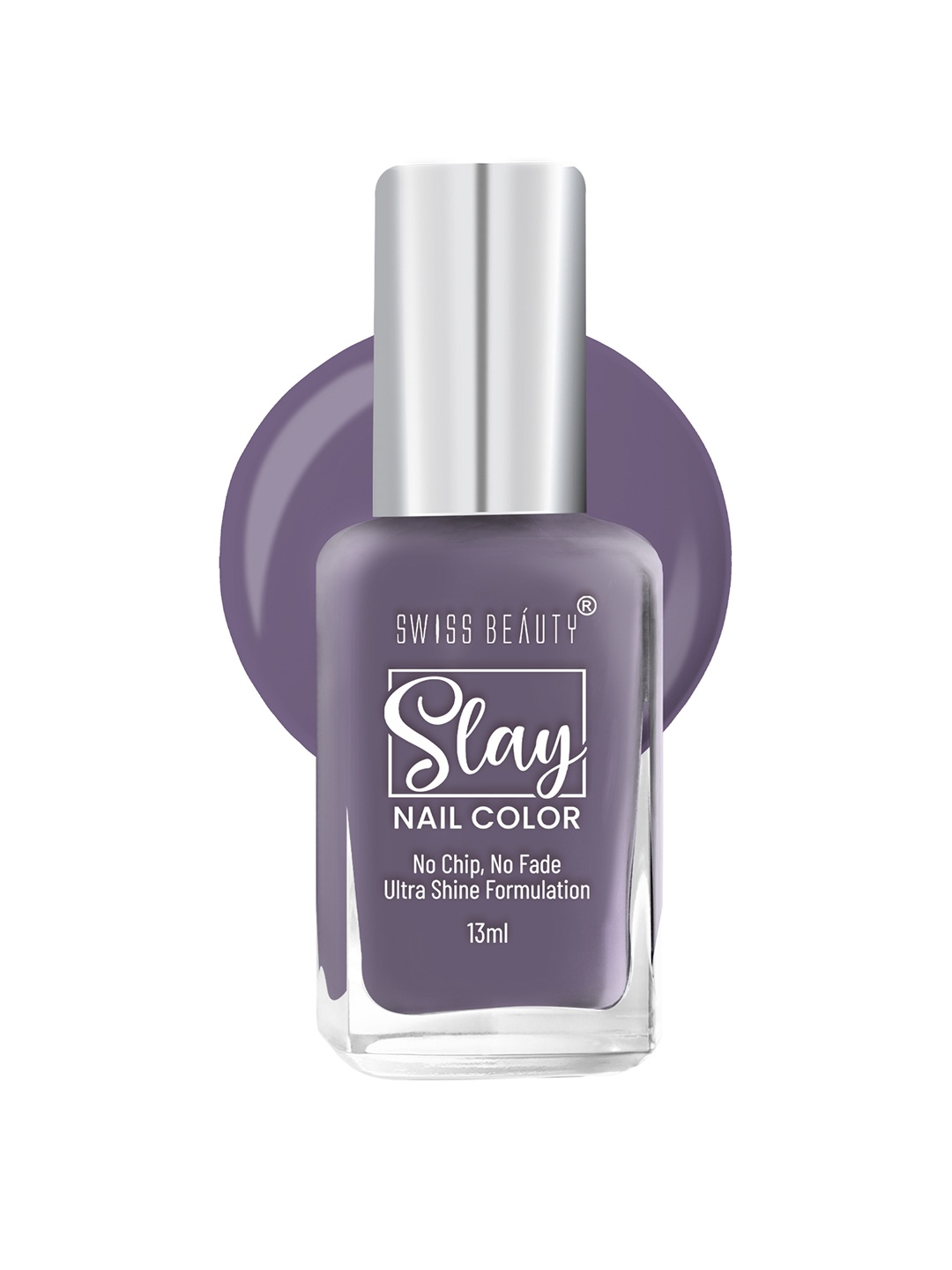 

SWISS BEAUTY Slay Nail Polish with Ultra Shine Formula 13 ml - Grape 40, Grey