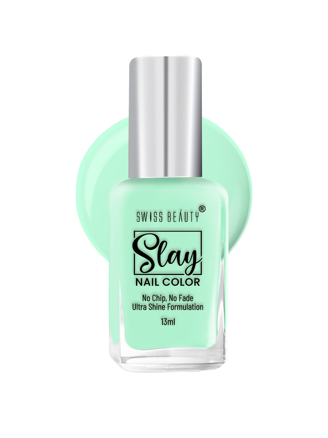 

SWISS BEAUTY Quick Dry Slay Nail Polish with Ultra Shine Formula 13 ml - Pista 06, Green