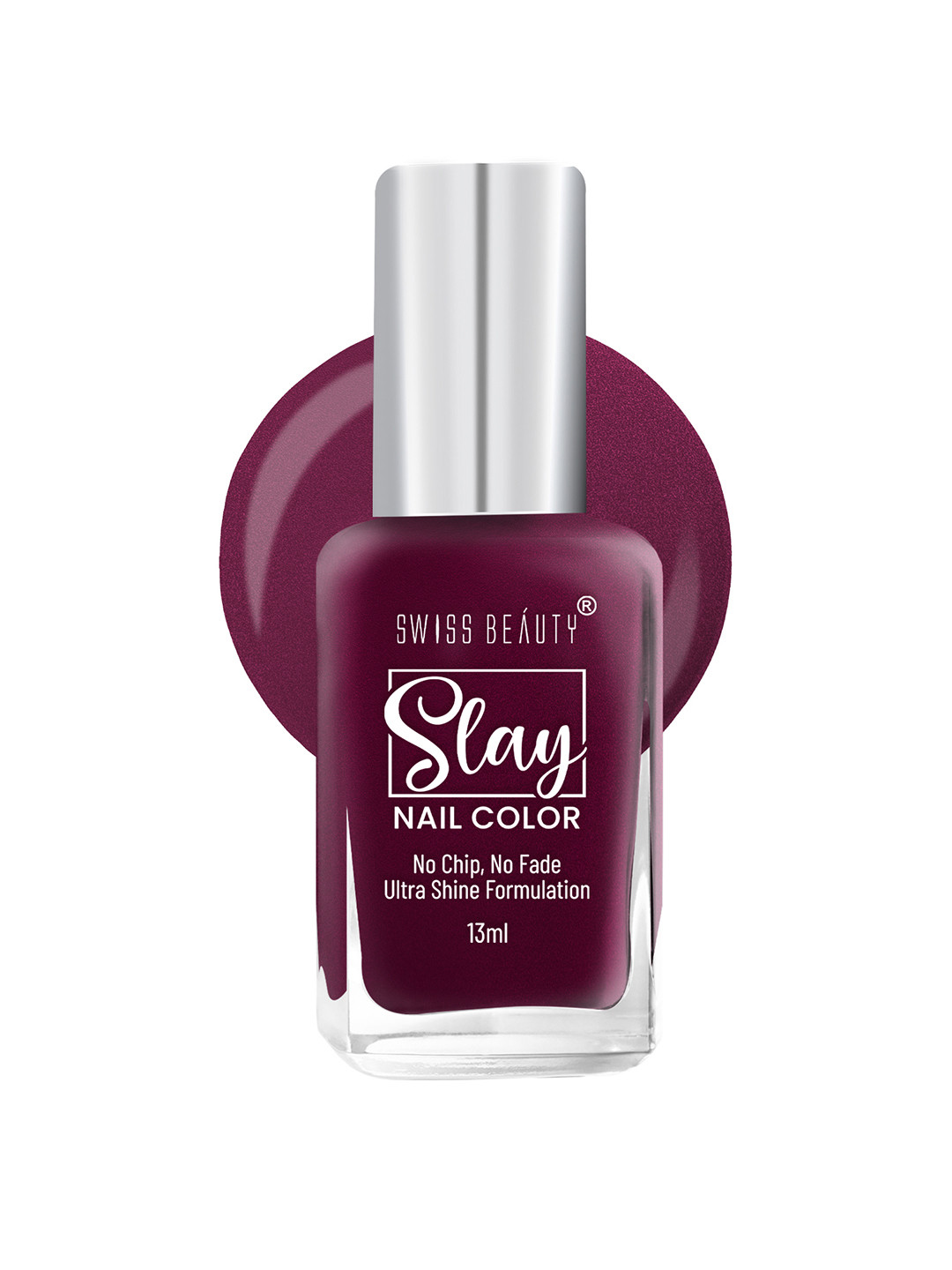 

SWISS BEAUTY Slay Nail Polish with Ultra Shine Formula 13 ml - Shine Wine 53, Burgundy