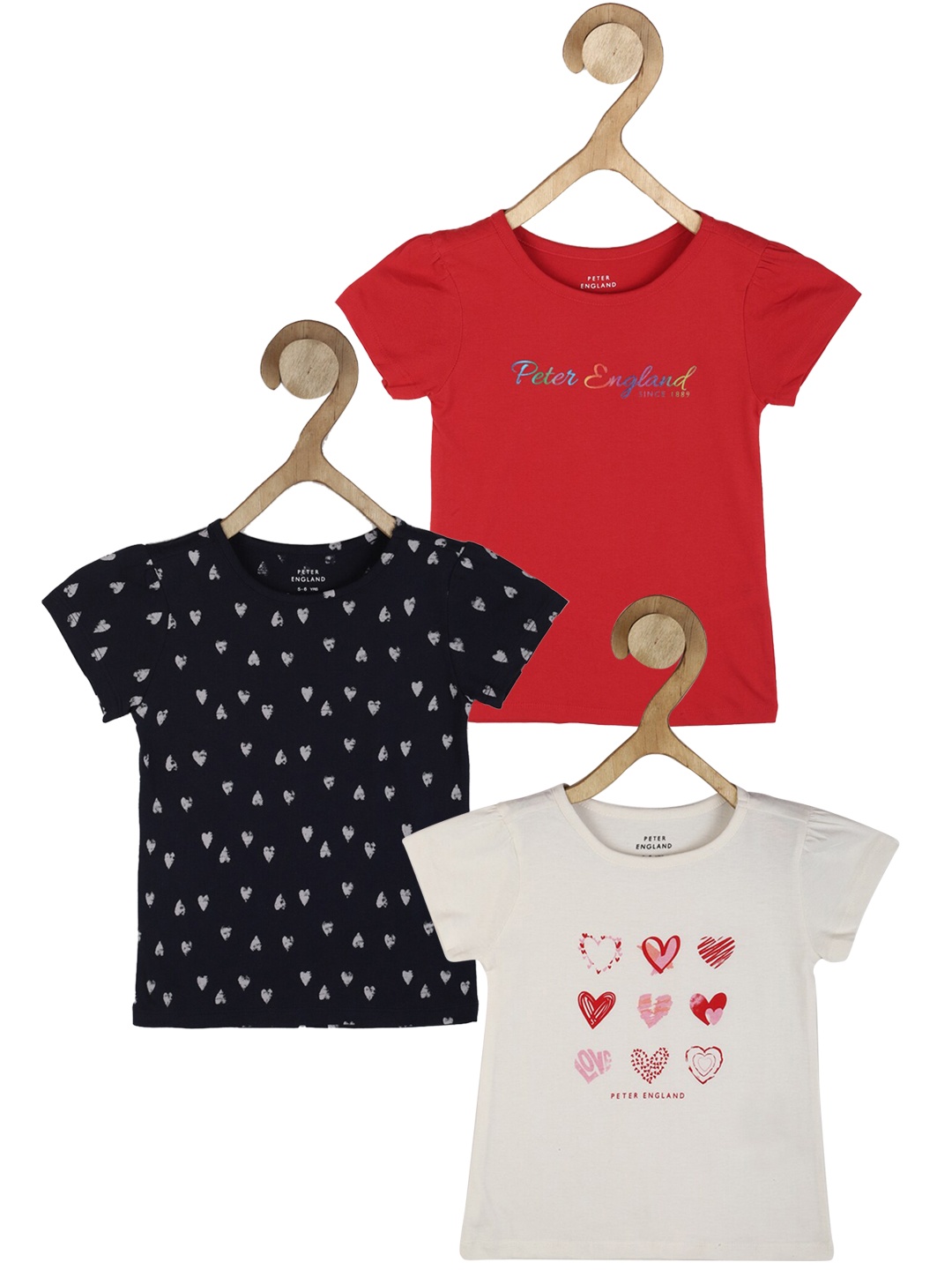 

Peter England Girls Pack of 3 Printed T-shirt, Navy blue