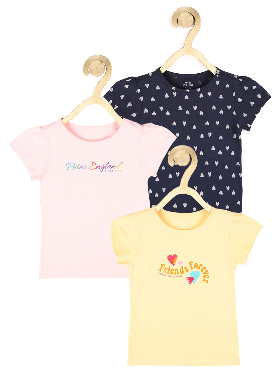 

Peter England Girls Pack of 3 Printed Cotton T-shirts, Pink