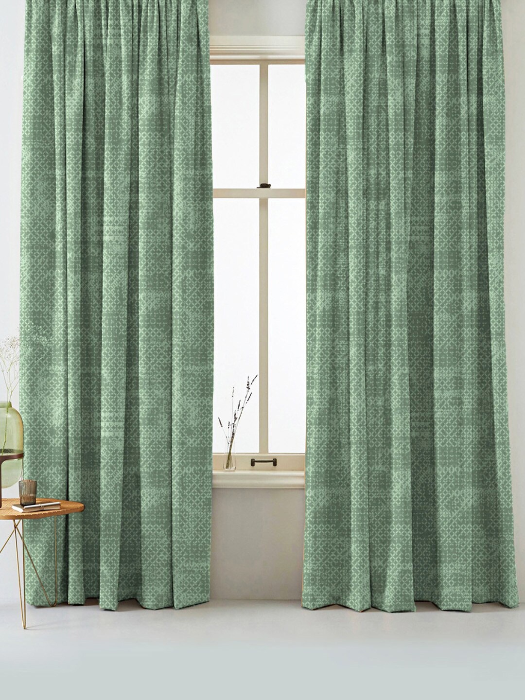 

SPACES 2 Pieces Abstract Room Darkening Window Curtains, Green