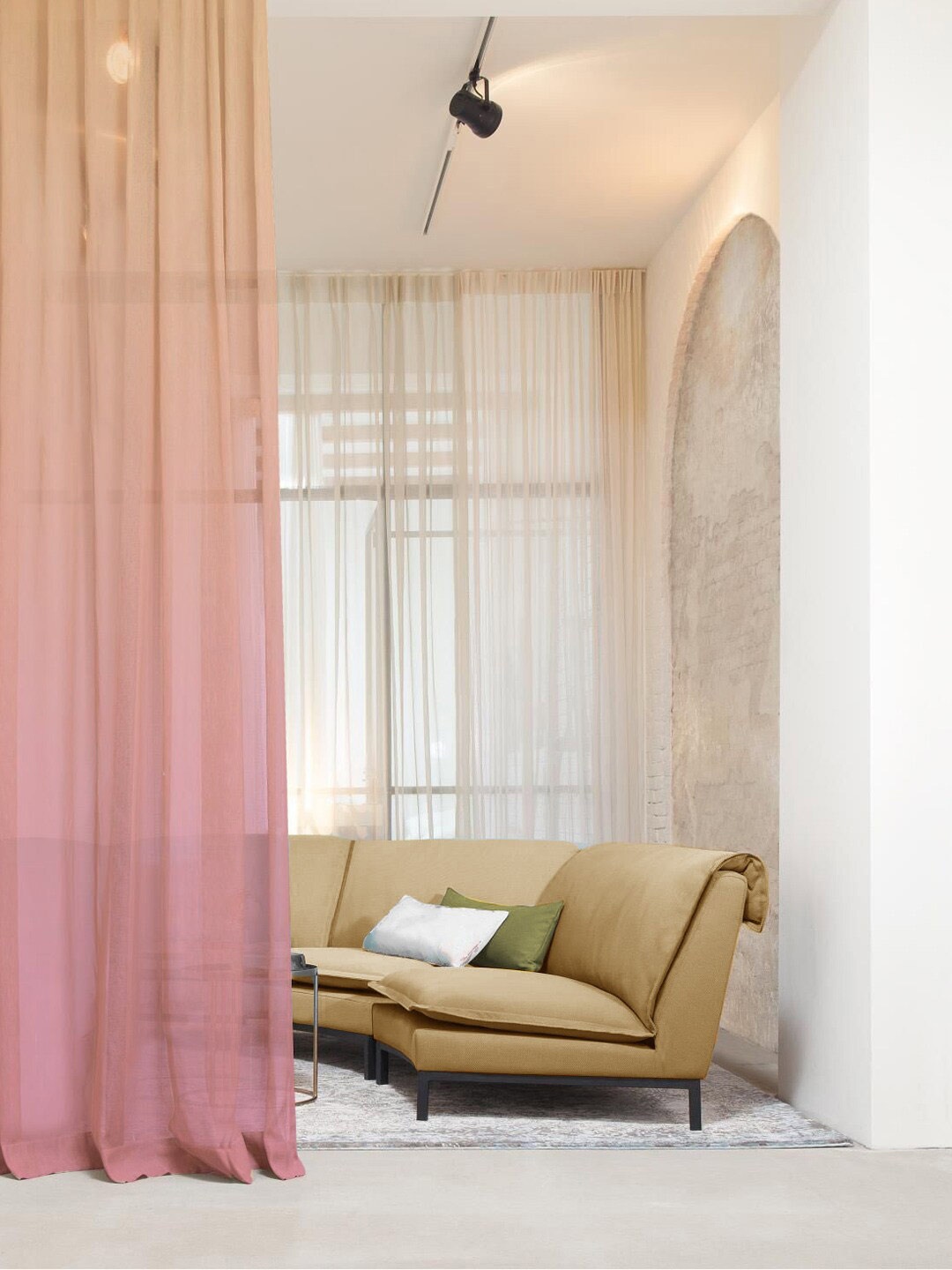 

SPACES Set Of 2 Pink Elegent Ombre Print Sheer Semi Transparent Window Curtain 5 Ft