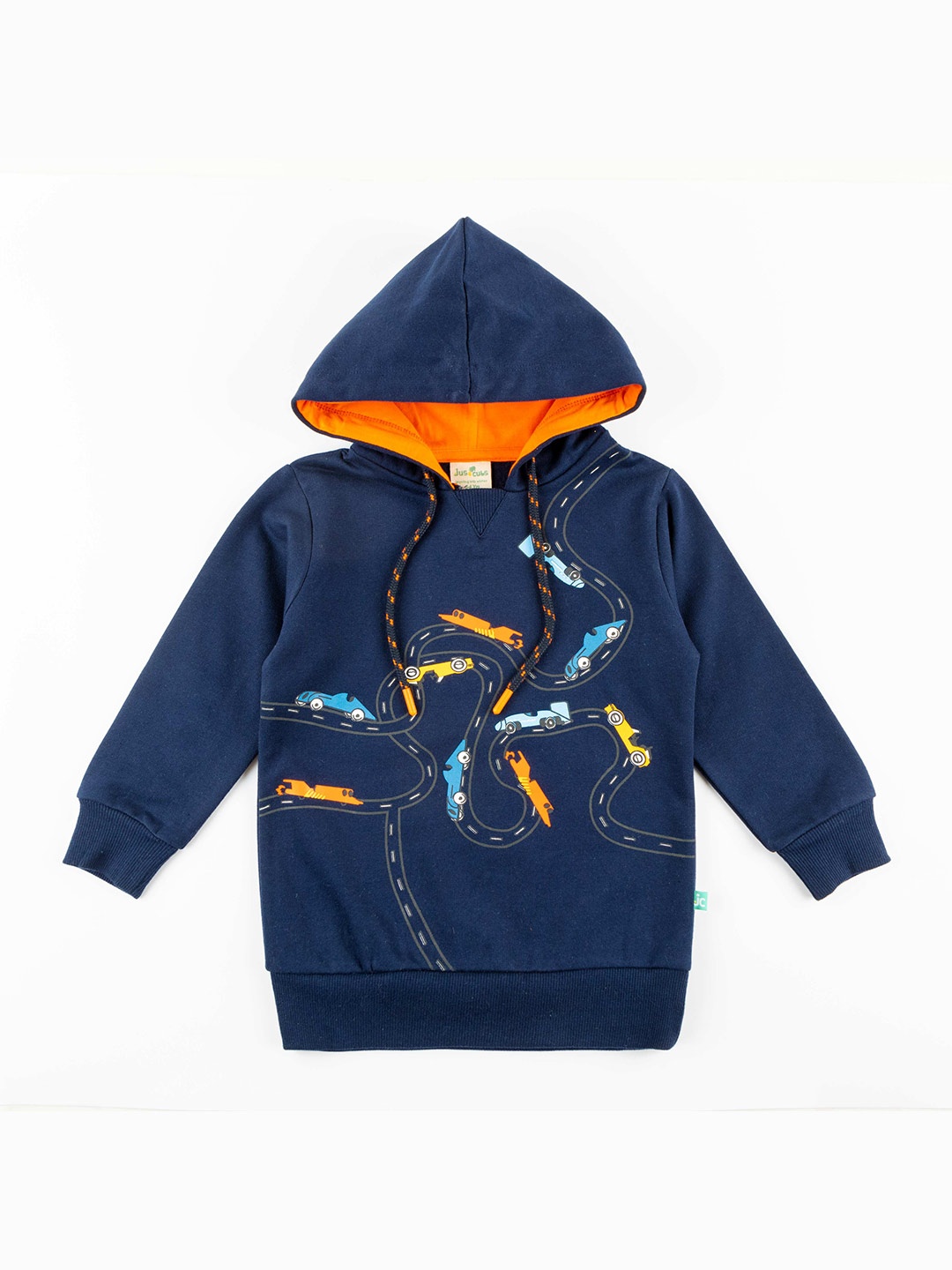 

JusCubs Boys Graphic Printed Hooded Pure Cotton Pullover Sweatshirt, Navy blue