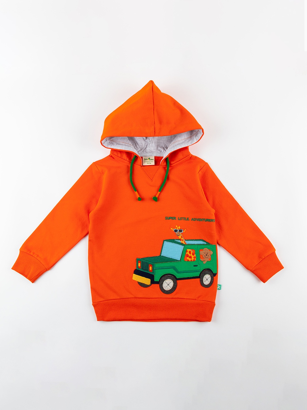 

JusCubs Boys Graphic Printed Hooded Pure Cotton Pullover Sweatshirt, Orange