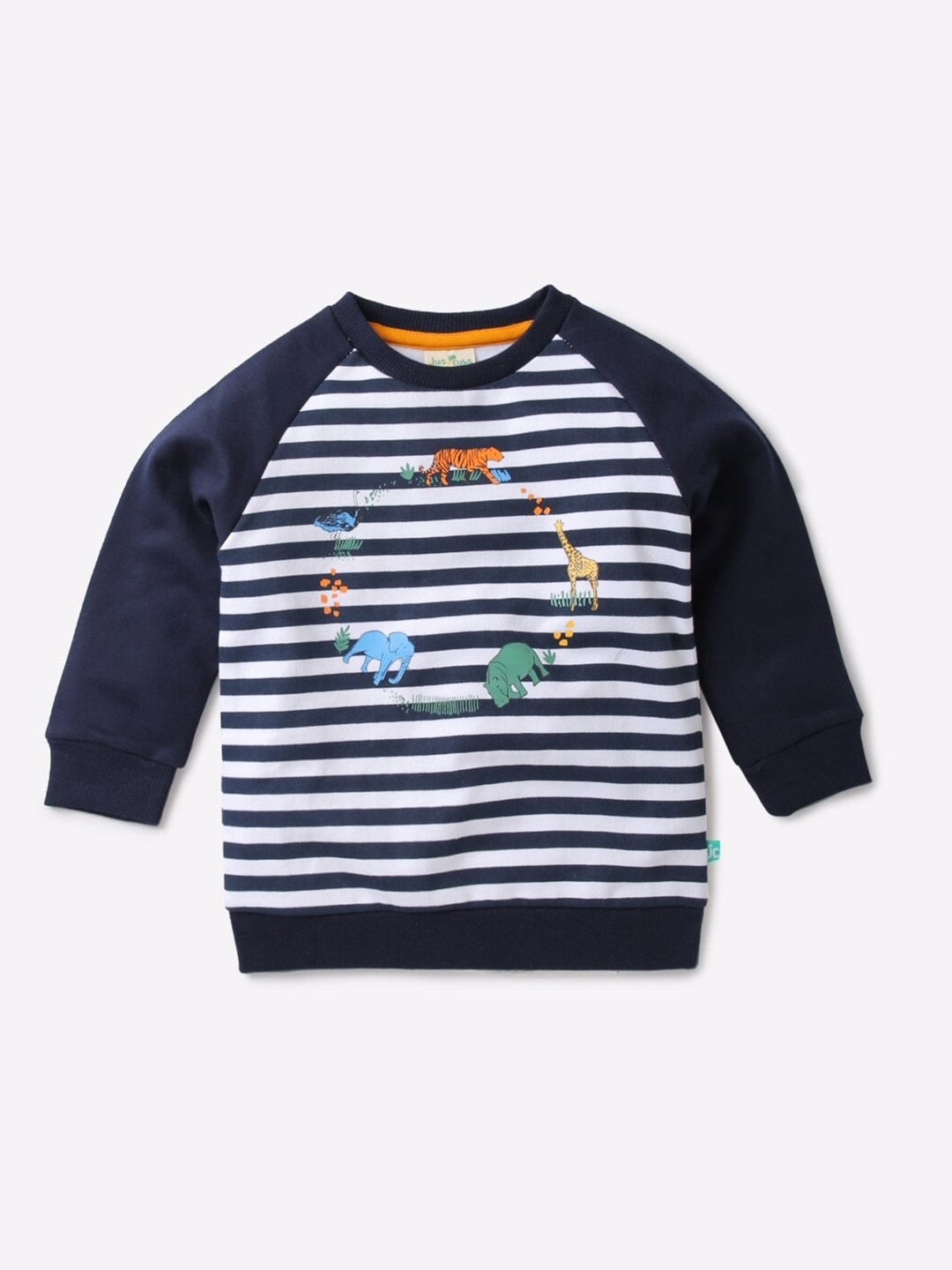 

JusCubs Boys Striped Pure Cotton Pullover Sweatshirt, Navy blue