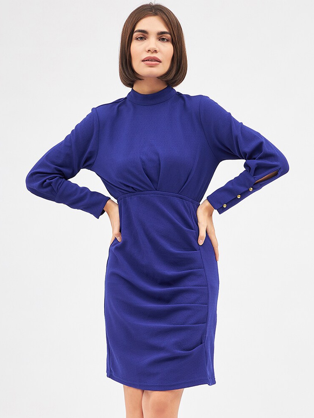 

Kibo High Neck Sheath Dress, Blue