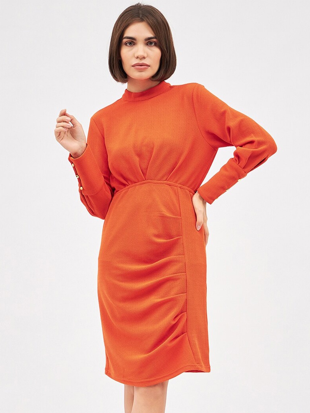 

Kibo High Neck Sheath Dress, Orange