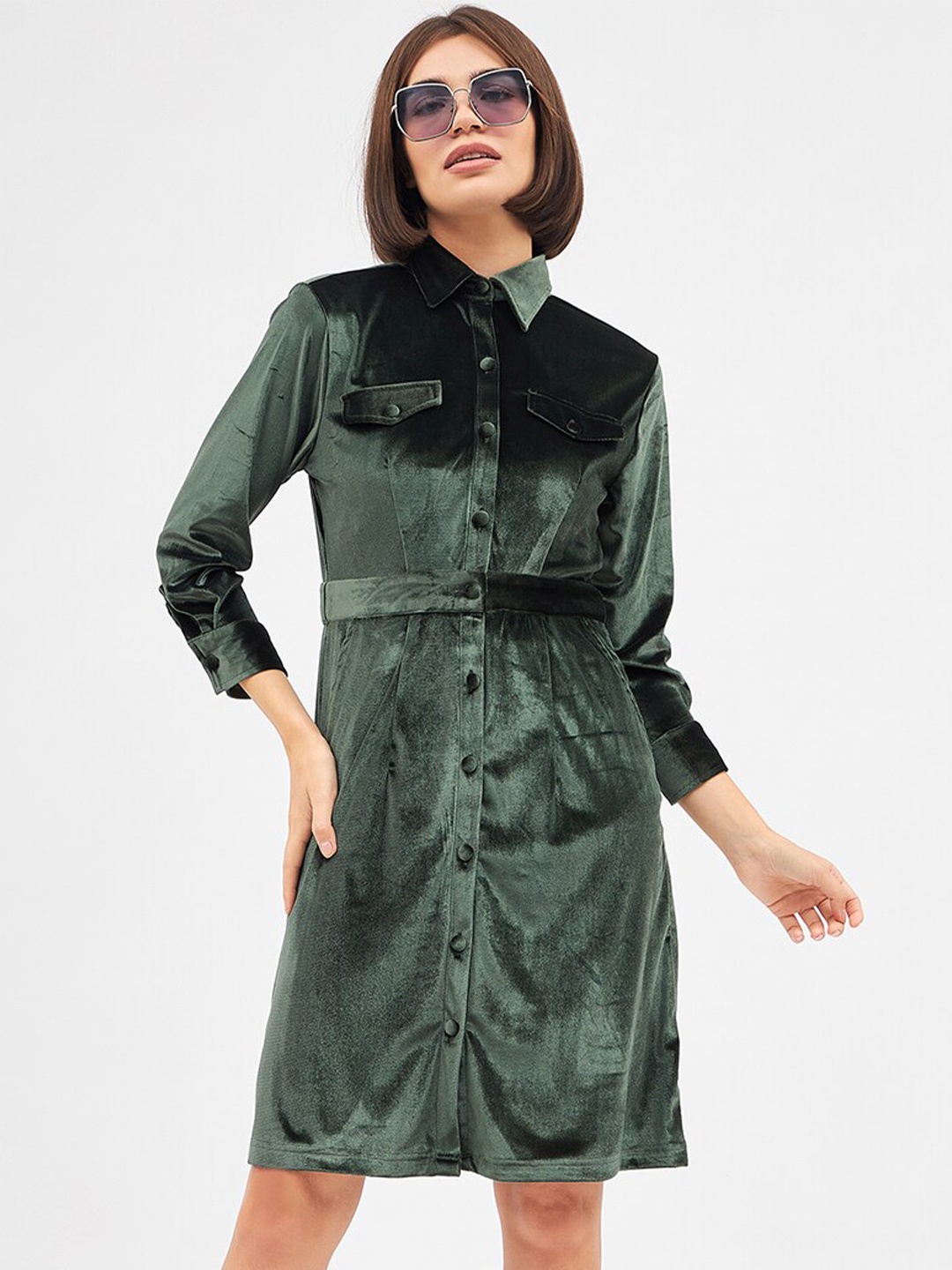 

Kibo Solid Shirt Dress, Green