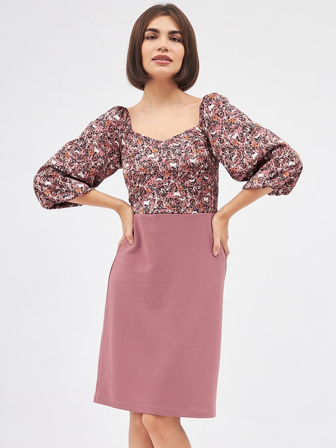 

Kibo Floral Sheath Dress, Peach