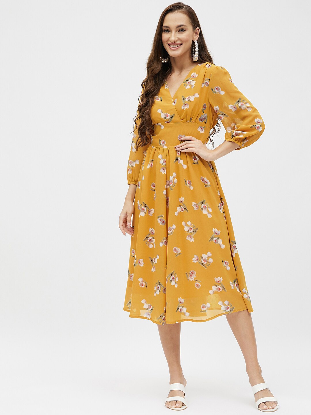 

Kibo Floral Georgette Midi Dress, Yellow