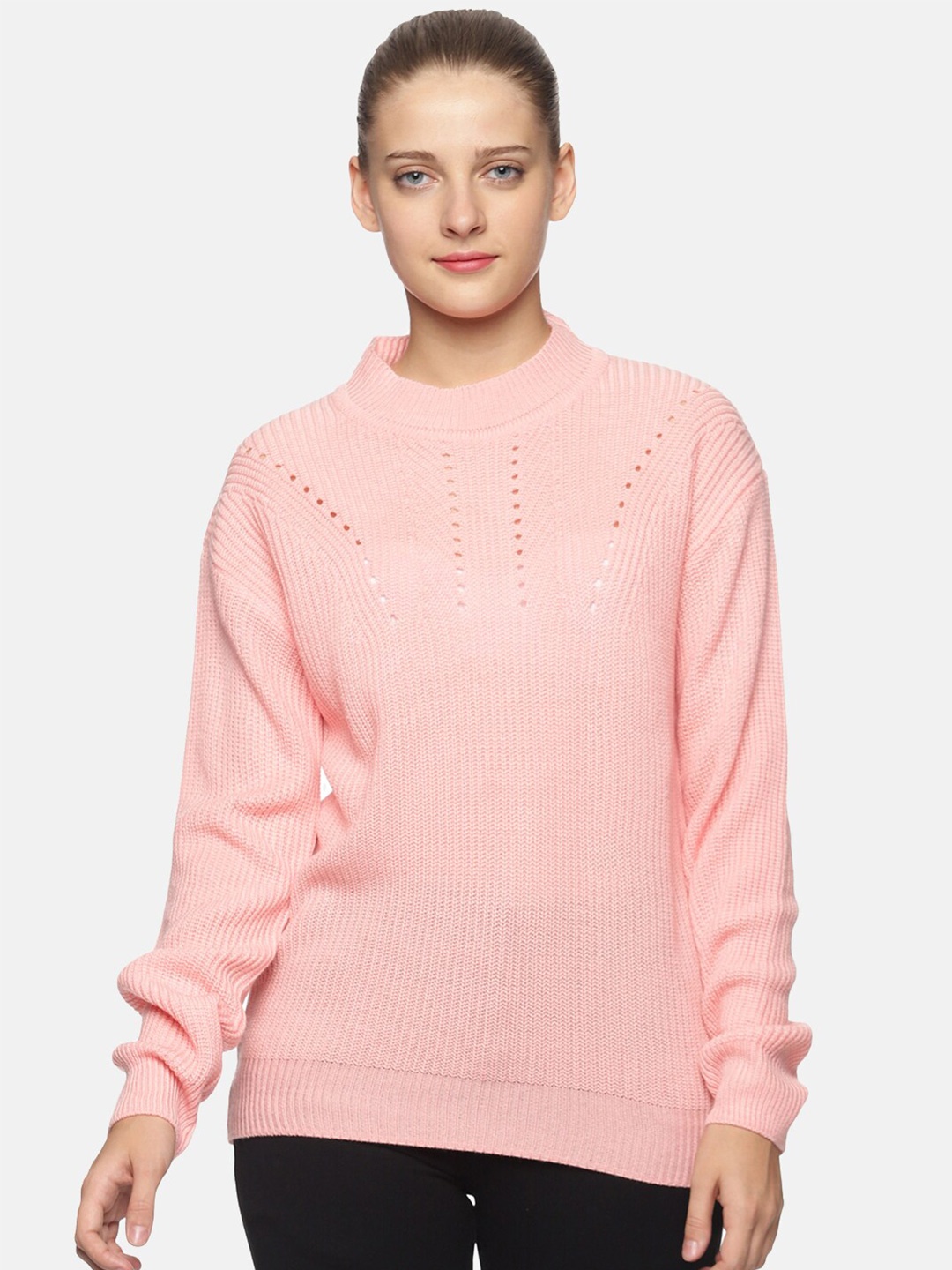 

DAiSY Women Acrylic Pullover Sweater, Pink