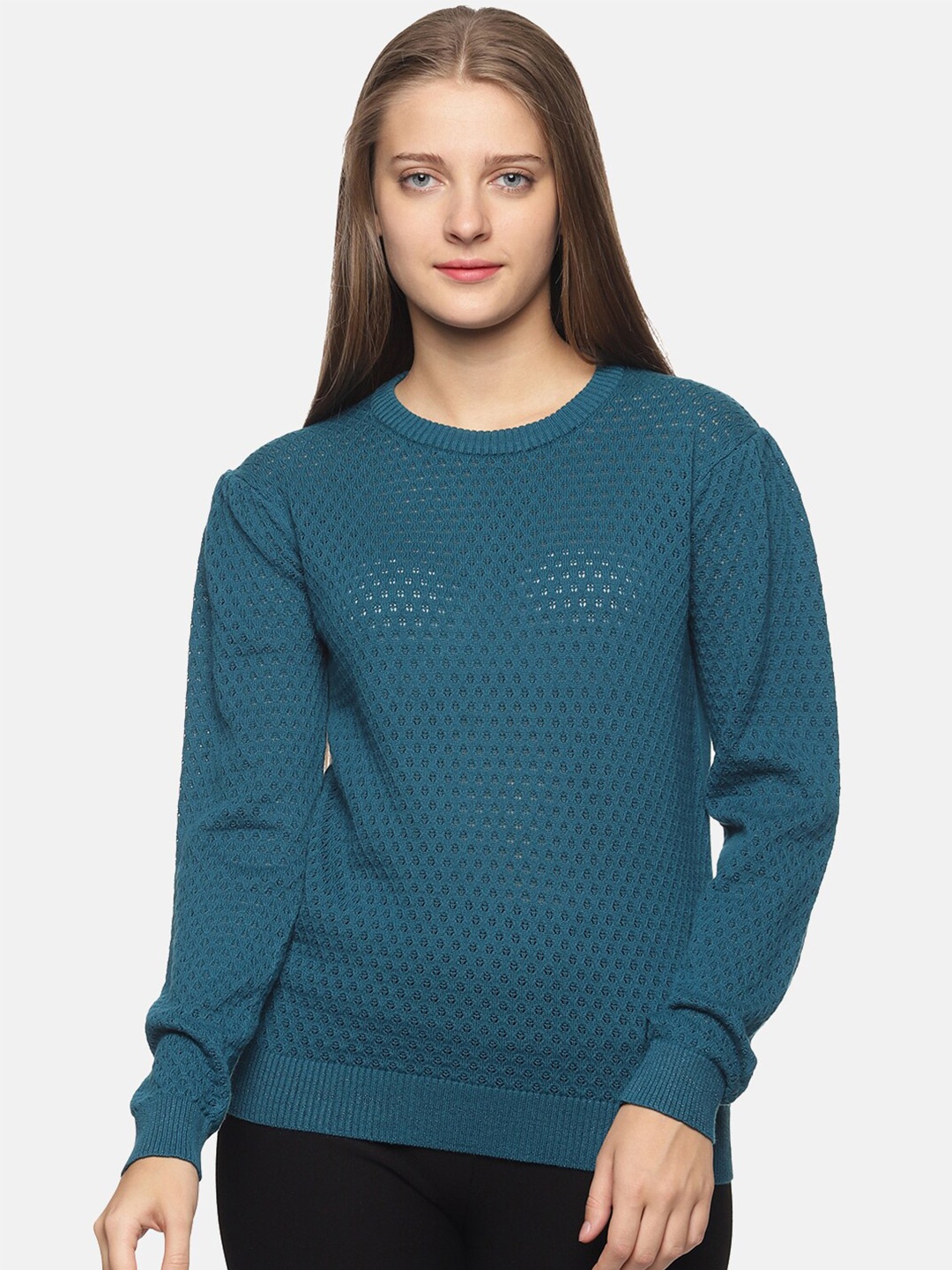 

DAiSY Women Acrylic Pullover Sweater, Teal