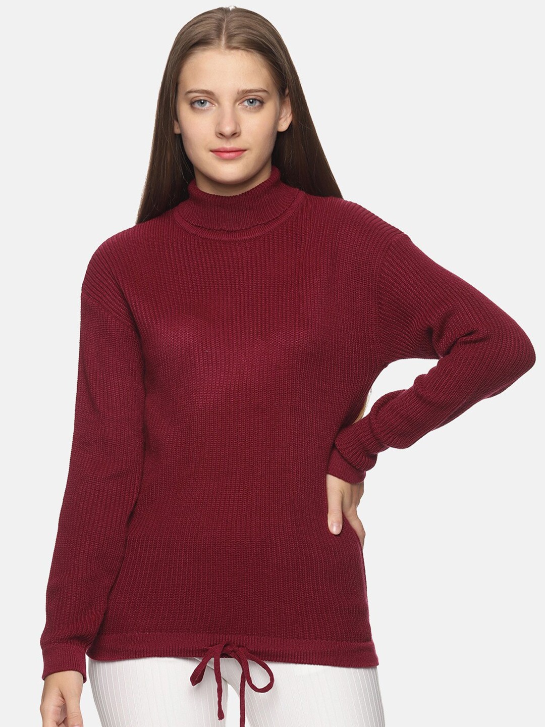 

DAiSY Women Ribbed Acrylic Pullover Sweater, Pink