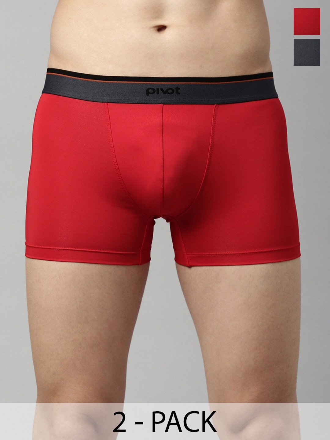

pivot Men Pack Of 2 Assorted Trunks, Red