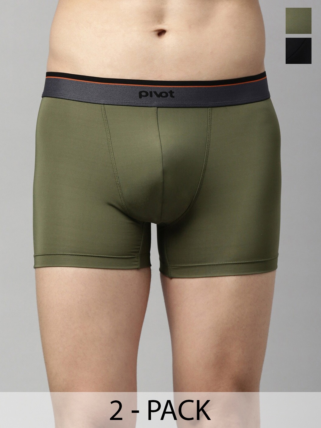 

pivot Men Pack Of 2 Assorted Trunks, Black