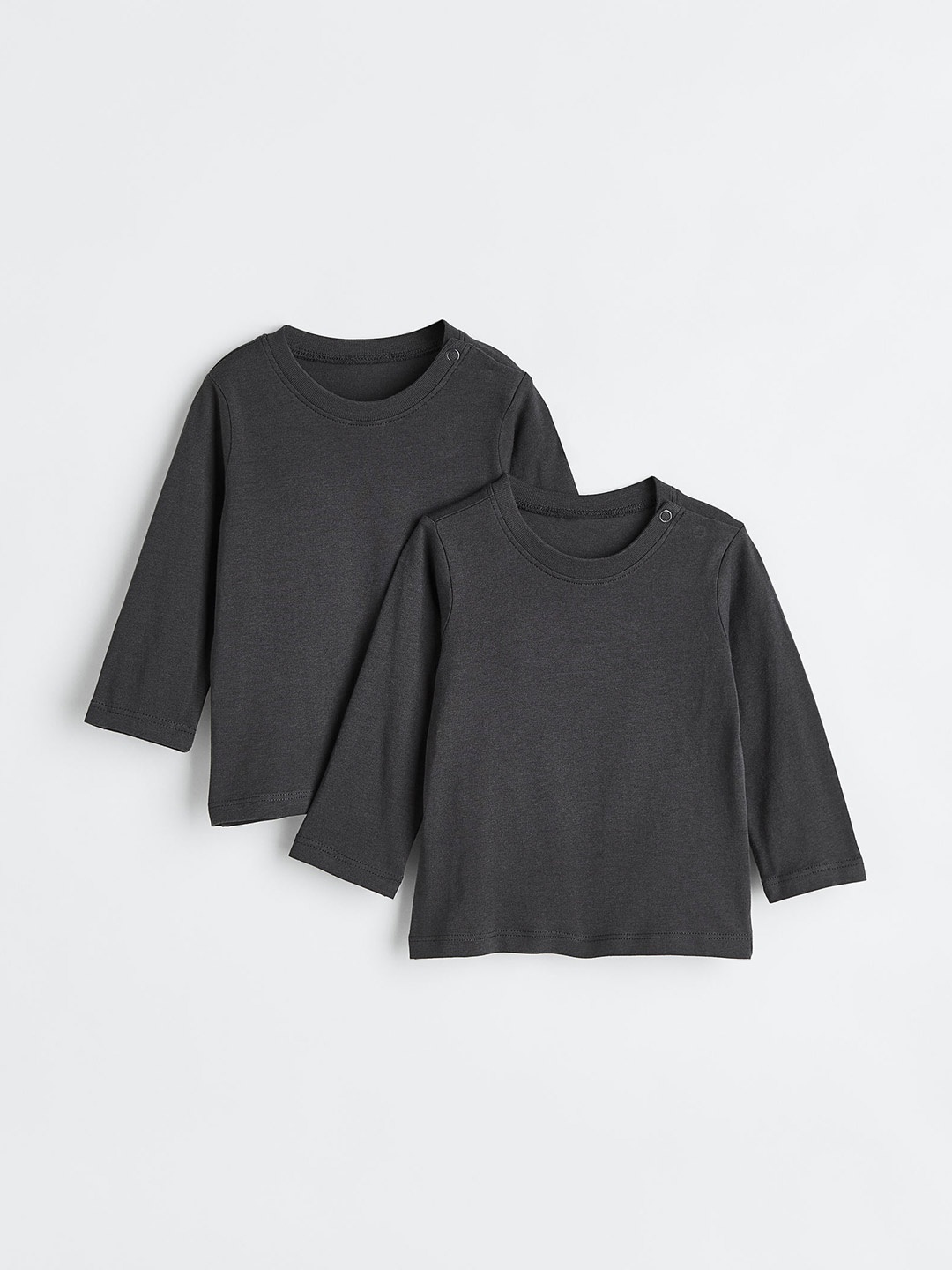 

H&M Boys 2-Pack Cotton Jersey Tops, Charcoal