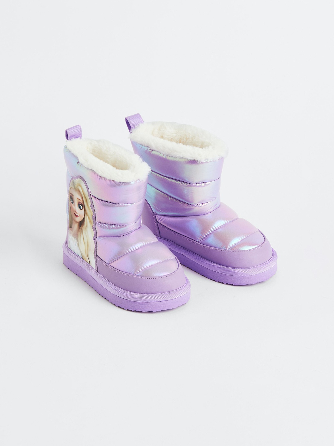 

H&M Girls Glittery Print-Motif Boots, Purple