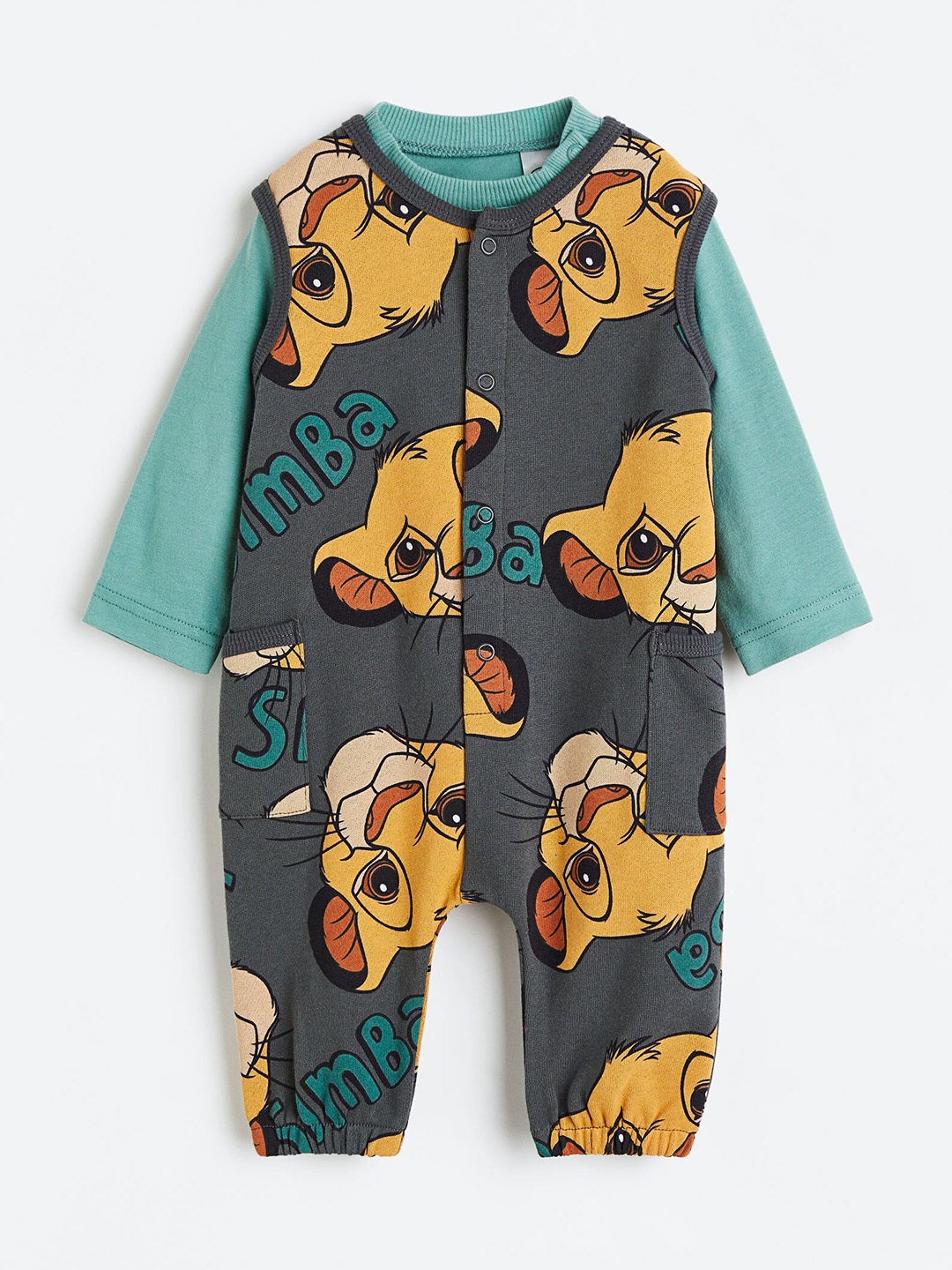 

H&M Boys 2-Piece Printed Cotton Set, Green