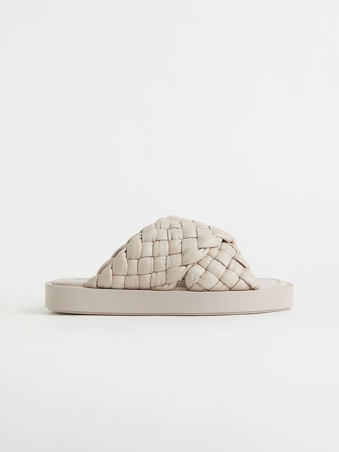 

H&M Women Leather Slides, Beige