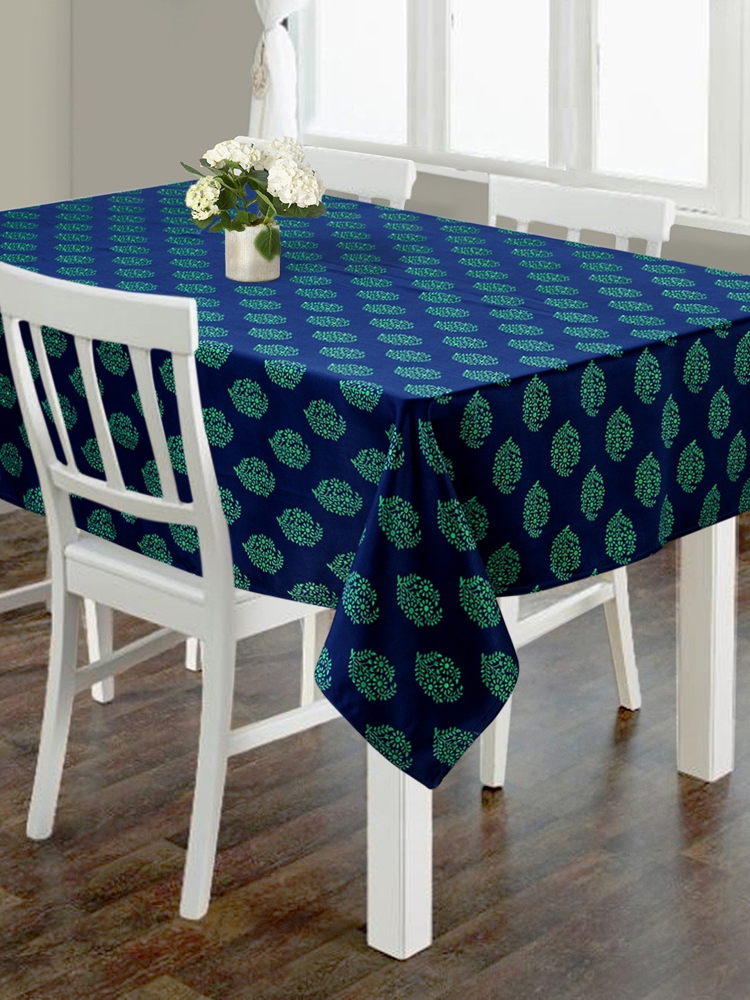 

SWAYAM Blue Rectangular 88" x 50" Polycotton Table Cover
