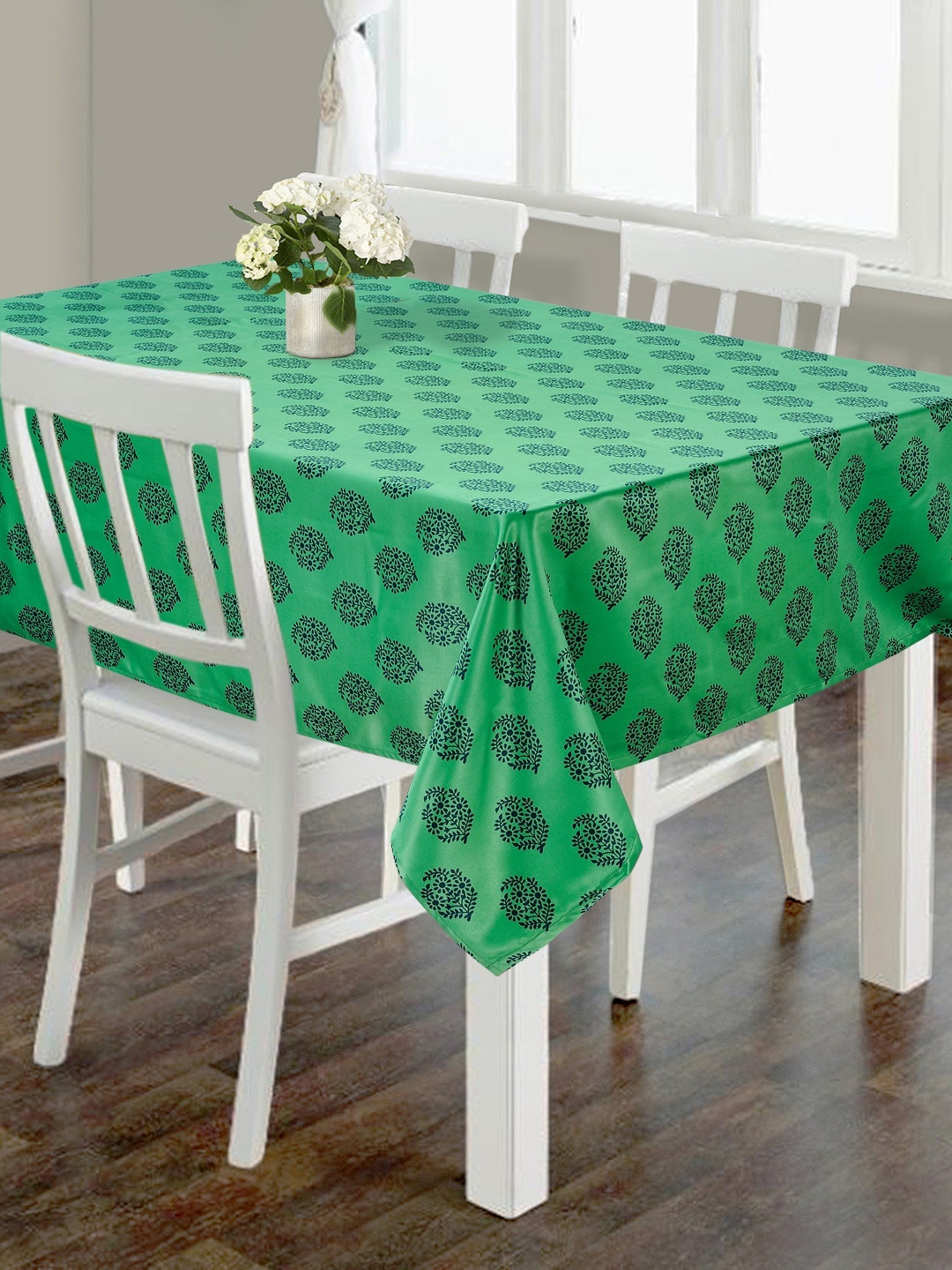 

SWAYAM Green Rectangular 88" x 50" Polycotton Table Cover