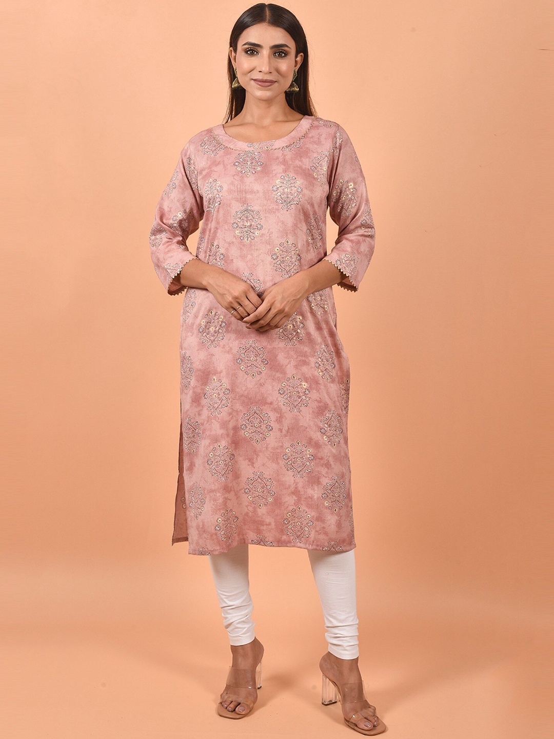 

KALINI Floral Printed Kurta, Peach