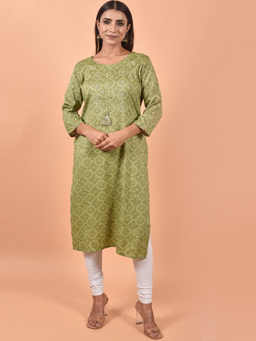 

KALINI Printed Floral Kurta, Green