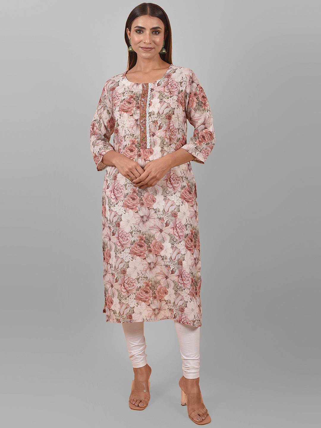 

Nimayaa Floral Printed Cotton Kurta, Off white
