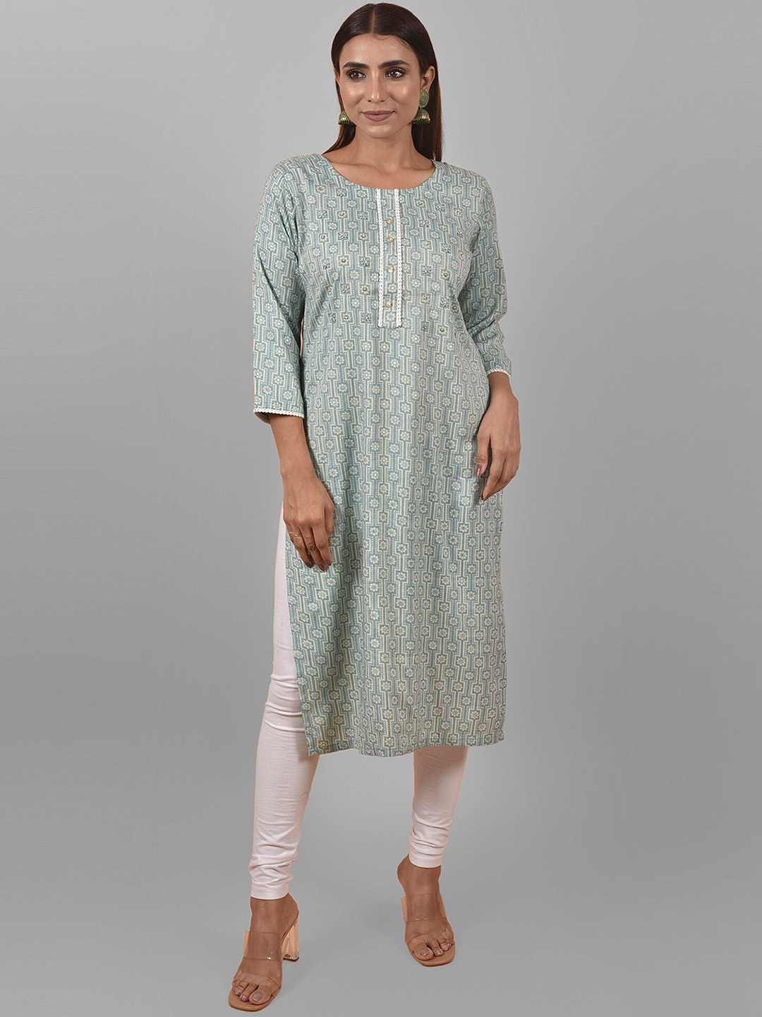 

Nimayaa Floral Printed Cotton Kurta, Blue