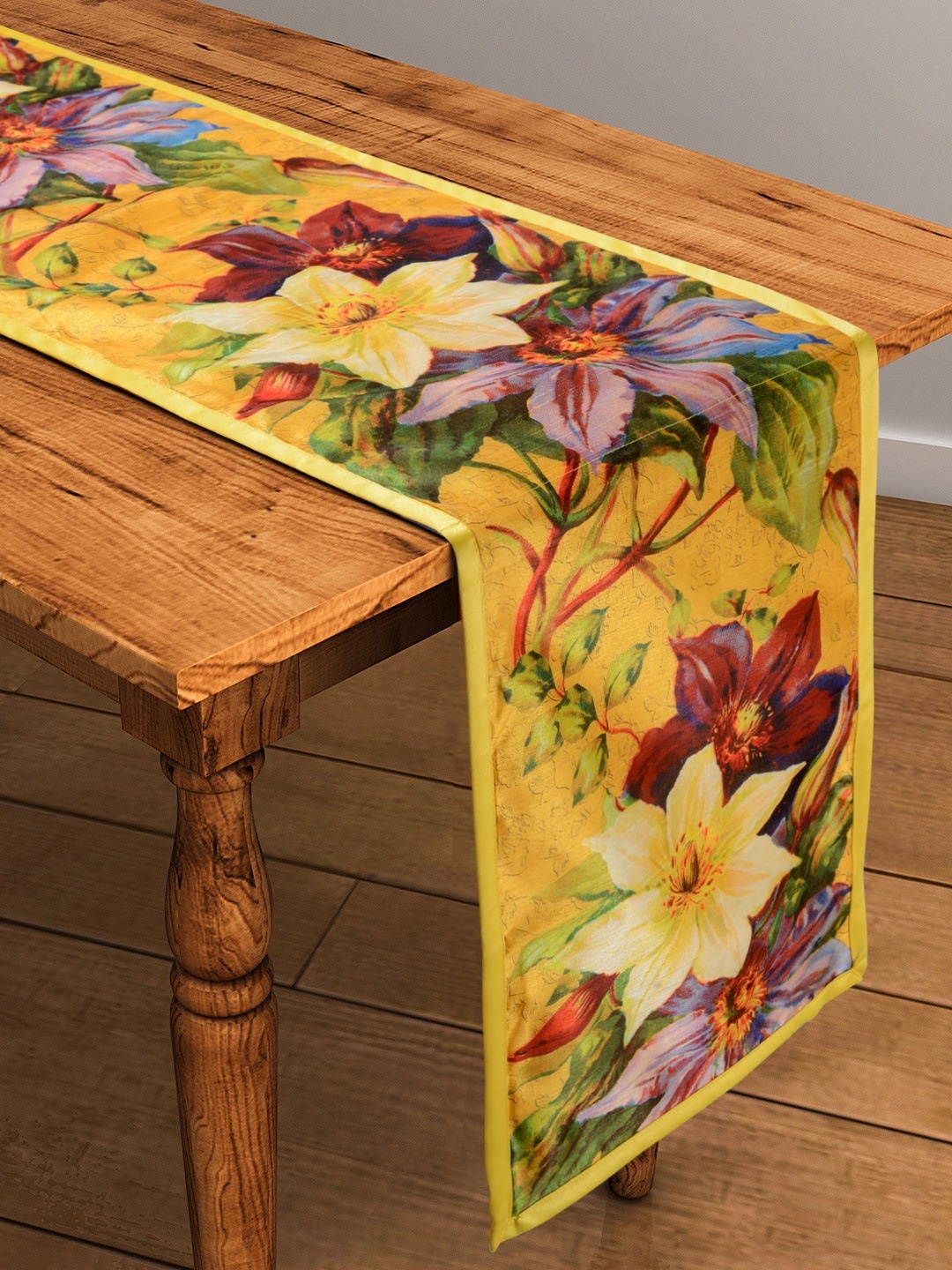 

SWAYAM Yellow 72" x 12" Polycotton Floral Print Table Runner